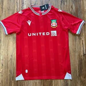 NWT Macron Wrexham AFC Jersey Men Large Red Home FUTBOL Soccer United New